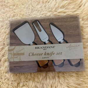 NEW Brandani Italy Cheese Knife Set w/Cutting Board Acacia Collection.